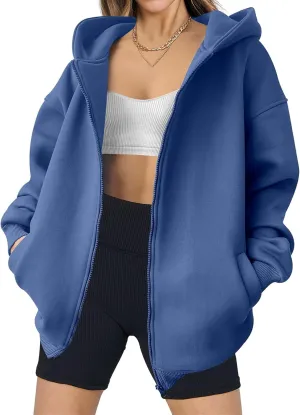 Zip Up Hoodies Women Oversized Sweatshirts Casual Long Sleeve Jackets Workout Y2K Outfits Fall Coats with Pockets