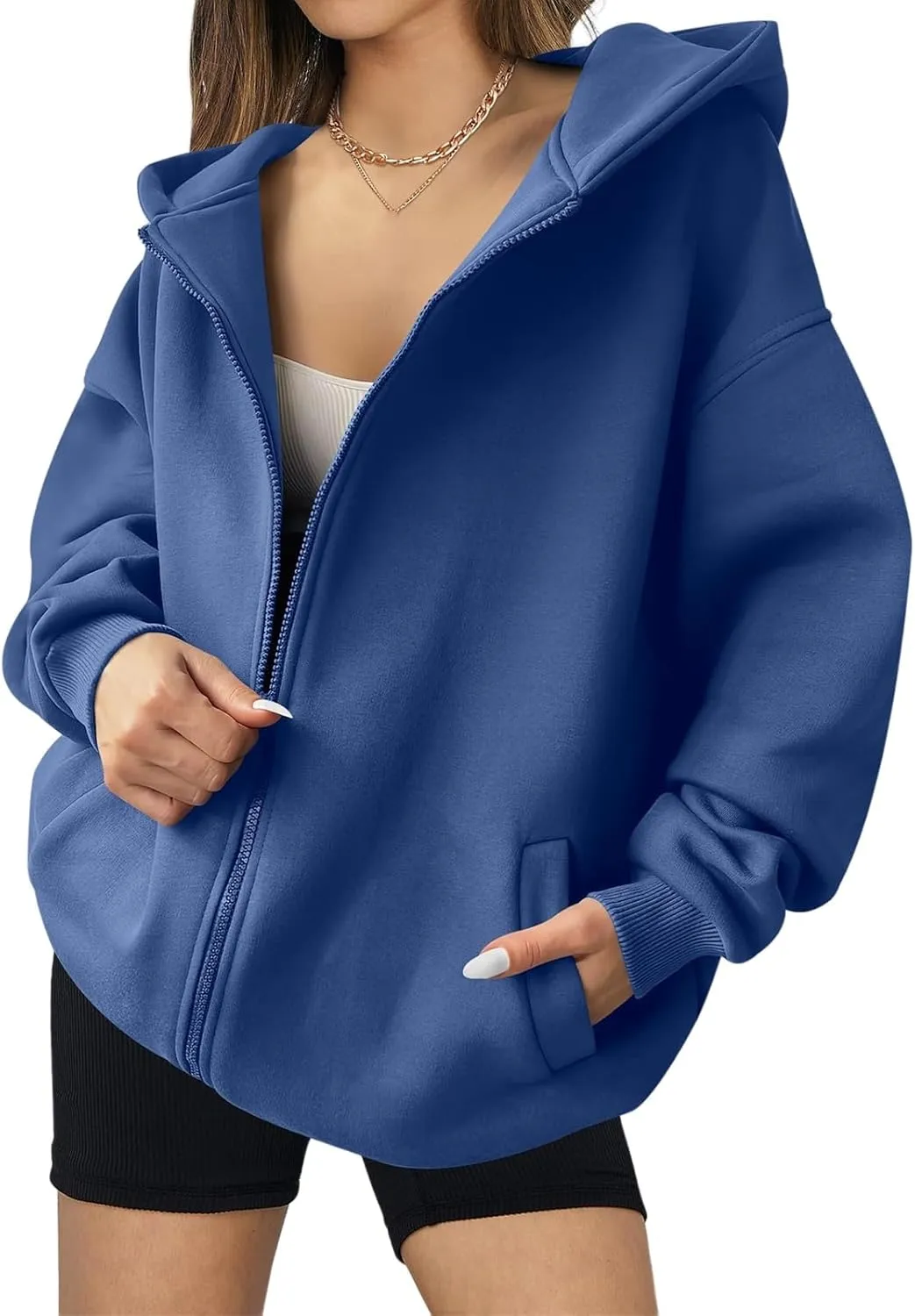 Zip Up Hoodies Women Oversized Sweatshirts Casual Long Sleeve Jackets Workout Y2K Outfits Fall Coats with Pockets